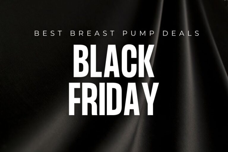 Black Friday breast pump deals banner with bold white text on a sleek black background — promoting the best 2025 breast pump sales hand-picked by Pumping Milk.